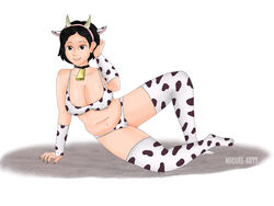 big_breasts black_hair brown_eyes cow_print cow_print_bikini cowgirl jurassic_world_camp_cretaceous sammy_gutierrez_(jurassic_world)