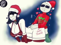 1boy 1boy1girl 1girls 2021 big_breasts black_hair bottomless bottomless_female bottomless_male bra breasts bulge christmas christmas_lingerie christmas_outfit christmas_sweater curvy curvy_female drooling enjoying enjoyment fanart female from_behind from_behind_position fucked_from_behind fucked_senseless fucked_silly goth grey_skin heart insertion joe_(corndogjoe) large_breasts lingerie original original_character penetration redraw santa_hat sex sex_from_behind snowflake stockings stomach_bulge straight sunglasses sweater text theimmortalguy thick thick_thighs vaginal_penetration vaginal_sex veronica_(saltynoodles) voluptuous white_skin