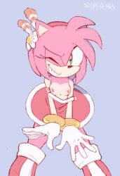 ;) amy_rose dress petite pink_fur pink_hair simple_background small_breasts sonic_(series) sonic_adventure sooperman wink