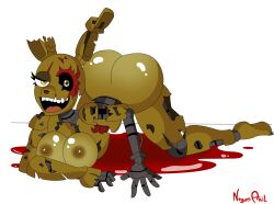 animatronic anthro breasts exposed_muscle female female_only five_nights_at_freddy's gender_bender negum_akil nightmare_waifu nude_female robot rule_63 springtrap springtrap_(fnaf) undead zombie_robot