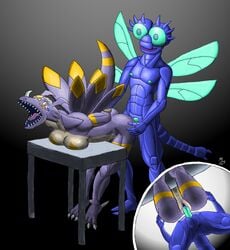 anthro arthropod bent_over bent_over_table crying dragon dragoneer_(character) dragonfly female furry genderbend hands_behind_back hands_tied insects male murasadramon nipples nude penis pussy rape reptile rule_63 scalie screaming sex vaginal_penetration wings