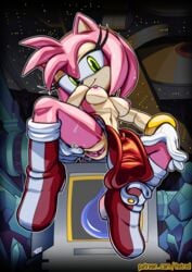 amy_rose death_egg dress monitor pink_fur pink_hair solo sonic_(series)