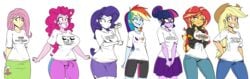 7girls applejack_(eg) applejack_(mlp) bent_wrist big_breasts blonde_hair edit english_text equestria_girls fluttershy_(eg) fluttershy_(mlp) humanized medium_breasts my_little_pony no_sex pink_hair pinkie_pie_(eg) pinkie_pie_(mlp) rainbow_dash_(eg) rainbow_dash_(mlp) rainbow_hair rarity_(eg) rarity_(mlp) red_hair reiduran small_breasts small_penis_humiliation smooth_skin sunset_shimmer twilight_sparkle_(mlp) violet_hair white_background