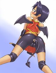 1girls anal anal_access anal_insertion anal_only anal_only_panties ass ass_juice backless_panties bat_wings bent_over bike_shorts black_hair blue_eyes blush butt_plug_tail buttplug buttplug_tail cameltoe cheerleader eyeshield_21 female female_only masturbation midriff mosha pussy short_hair skirt solo spandex tail tail_masturbation taki_suzuna tan_skin uniform wings