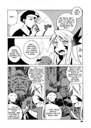 comic demon_girl hard_translated highres monochrome takatsu translated