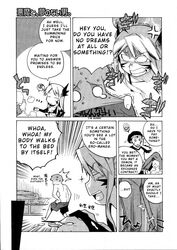 comic demon_girl hard_translated highres monochrome takatsu translated