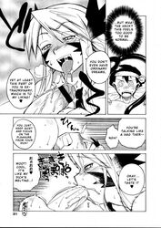 comic demon_girl hard_translated highres monochrome takatsu translated