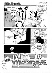 comic demon_girl hard_translated highres monochrome takatsu translated