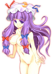 hat long_hair mabuchoco_m navel nipples nude patchouli_knowledge purple_eyes purple_hair pussy touhou uncensored