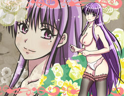 breasts etou_fujiko female ichiban_ushiro_no_daimaou nipples purple_hair