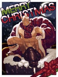 abs bara biceps bodybuilder bulge christmas christmas_outfit furry hyper hyper_balls hyper_genitalia hyper_muscles hyper_penis hyper_testicles male male_focus male_only muscles muscular_back muscular_legs muscular_male muscular_thighs nunudodo