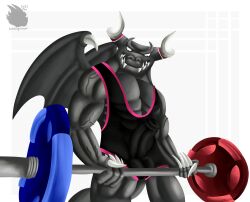 abs anthro black_mankini bulge clothing dragaux dragon erection exercise genital_outline grey_body grey_scales hi_res horn leotard male mankini muscular nintendo pecs penis_outline pink_mankini reptile ring_fit_adventure scales scalie solo teeth thescorchingdragon vein video_games weightlifting wings workout