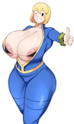 1girls breasts computer electronics fallout female huge_breasts mob_face owner_(artist) pip-boy solo thick_thighs vault_girl vault_suit wide_hips wristwear