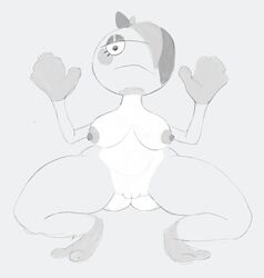 bjarruafterdark blank_expression breast breasts drizzile hands_up naked nipples nude one_eye_covered pokemon presenting pussy rawhell