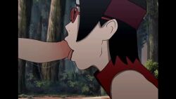 1boy 1boy1girl 1girls 2d animated black_hair blowjob boruto:_naruto_next_generations cum cum_string disembodied_penis erection faceless_male fellatio female forehead_protector glasses headband licking licking_penis male male/female moan moaning naruto naruto_(series) nature oral outdoors outside pale-skinned_female pale_skin penis precum precum_drip sarada_uchiha sex shounen_jump side_view sleeveless_shirt sound sound_effects straight tongue tongue_out video voyeur voyeurism webm yuz0u