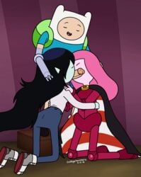 1boy 2018 2girls 2girls1boy adventure_time age_difference animated backpack bag bisexual_(female) blowjob_sandwich bound_together cartoon_network closed_eyes clothed clothed_female clothed_sex clothing collaborative_fellatio cubbychambers double_blowjob double_fellatio erection eyes_closed fellatio female finn_the_human good_end headwear human male marceline multiple_girls older_female older_woman_and_younger_boy ot3 pale_skin penis polyamory princess_bubblegum teamwork threesome younger_male