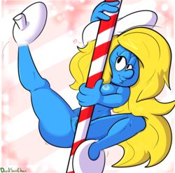 2021 blonde_hair blue_skin davidsanchan female smurfette solo tagme the_smurfs