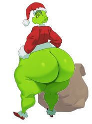 1boy 2021 ass bag big_ass bottom_heavy bottomless bottomless_male bubble_ass bubble_butt butt christmas dat_ass dr_seuss eyebrows_visible_through_hair eyelashes femboy fur grinch high_resolution highres how_the_grinch_stole_christmas huge_ass hyper_ass hyper_butt large_ass male male_only red_eyes santa_claus_(cosplay) santa_costume santa_hat shiny_ass sideboob solo sssonic2 thick_ass thick_eyebrows thick_legs thick_thighs thigh_gap unhappy_male white_background