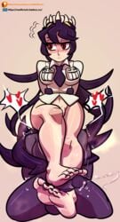 1boy 1boy1girl 1girls barefoot blush cum cumming faceless_male feet filia_(skullgirls) foot_fetish footjob penis reathroch samson_(skullgirls) skullgirls socks sweat thick_thighs thighhighs