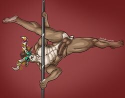 abs anthro ass balls cervine deer dolph_(fortnite) fortnite fortnite:_battle_royale male male_only muscles muscular muscular_male nude pecs penis perineum pole pole_dancing reindeer smile solo stripper_pole triceramonster video_games