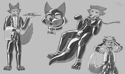 2021 4_toes absurd_res animal_mask anthro beastars begging begging_pose black_tie_(suit) bodysuit bondage bound bulge canid canine canis chains claws clothed clothing collar costume digital_drawing_(artwork) digital_media_(artwork) dipstick_tail feet genital_outline glistening grey_background harness hi_res hitachi_magic_wand latex_clothing leash legoshi_(beastars) male male_only mammal markings mask multiple_images name_tag nintendo penis_outline petplay plaingermanica platter pose pup_mask puppyplay roleplay rubber sex_toy simple_background skinsuit solo spikes standing star_fox suit tail_markings text tight_clothing toe_claws toes vibrator video_games wand_vibrator wolf wolf_o'donnell