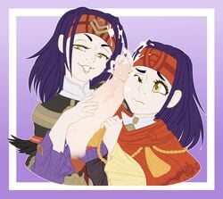 2girls collaborative_fellatio cum cum_on_face cum_on_tongue cum_string dual_persona fellatio ffm_threesome fire_emblem fire_emblem:_path_of_radiance fire_emblem:_radiant_dawn fire_emblem_heroes handjob headband multiple_girls multiple_persona nintendo oral penis purple_hair sanaki_kirsch_altina teamwork threesome tongue tongue_out yellow_eyes