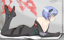 1girls absurd_res ass blue_hair bodysuit breasts cleavage clothing female hi_res human interface_headset large_breasts neon_genesis_evangelion nerv pale-skinned_female pale_skin pilot_suit plugsuit rebuild_of_evangelion red_eyes rei_ayanami shirt_down short_hair skin_tight solo solo_female undressing