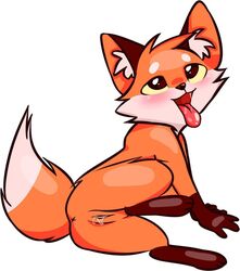 1girls ahe_gao female female feral fox fox_ears fox_tail furry furry_tail genitals lying_on_side nude nude_female paws puppy_(vkontakte) pussy pussy_juice red_fox tail tongue tongue_out two_tone_fur vkontakte