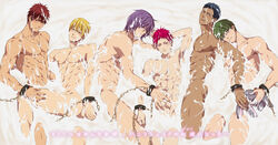 akashi_seijuurou aomine_daiki chained chains cum cum_on_body group kagami_taiga kise_ryota kuroko_no_basuke male/male midorima_shintarou murasakibara_atsushi no_sex public tagme tanned_male tanned_skin