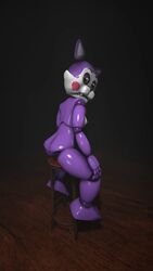 3d_(artwork) animatronic anthro ass black_nose bow_tie breasts brown_eyes buillk8 cindy_(fnac) digital_media_(artwork) domestic_cat felid feline felis female five_nights_at_candy's five_nights_at_freddy's fur furniture hi_res looking_at_viewer machine mammal narrowed_eyes nipples nude purple_body purple_fur red_bow_tie robot sitting_on_stool solo source_filmmaker stool video_games white_body