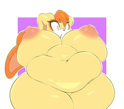 anthro areola arizonathevixen belly big_belly big_breasts breasts fat female furry hair hand_on_stomach hi_res huge_breasts lagomorph leporid mammal mature_anthro mature_female nipples nude open_mouth orange_eyes orange_hair overweight overweight_anthro overweight_female rabbit sega solo sonic_(series) sonic_the_hedgehog_(series) tan_body thick_thighs vanilla_the_rabbit