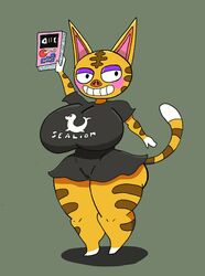 animal_crossing bottomless breasts feline female fur gooeyblob huge_breasts nintendo tabby_(animal_crossing) thick_thighs video_games wide_hips