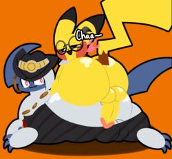 2boys absol anthro before_sex big_ass big_balls big_penis boy_on_top heart nervous_smile nintendo orange_background pikachu pleasure_face pokémon_(species) pokemon pokemon_(species) sitrusnsfw white_fur yellow_body