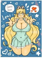 1girls belly big_breasts blonde_hair breasts busty chubby cleavage female female_focus female_only heart hips huge_breasts large_breasts leni_loud long_hair looking_at_viewer nipple_bulge nipples nipples_visible_through_clothing on_knees rex_reyes smile solo solo_female solo_focus spread_arms text the_loud_house thick thick_thighs thighs transparent_clothing wide_hips