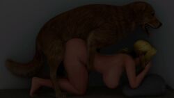 1dog 1girls 2boys areolae ass big_ass big_breasts blonde_hair breasts canine cuckold dead_or_alive doggy_style domestic_dog helena_douglas lordhub penis submissive tagme video zoophilia