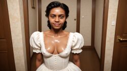 ai ai_generated black_hair brown_eyes dark-skinned_female exposed_breasts fit_female imminent_sex nipples_visible_through_clothing prostitution realistic red_dead_redemption_(series) red_dead_redemption_2 stockings tilly_jackson victorian western
