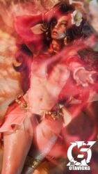 3d beach breasts breasts_out earrings female female_only flower flower_in_hair green_eyes looking_at_viewer magic marvel marvel_comics marvel_rivals otaviox6 scarlet_witch solo_female wanda_maximoff