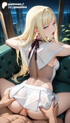 1boy 1girls 2026 ai_assisted ai_generated anime ass big_ass blonde_hair boobs booty breasts bust couch earrings gigi_andalusia gundam hetero hi_res high_quality high_resolution highres jewelry long_hair mobile_suit_gundam night patreon patreon_username see-through skypassion stable_diffusion tits watermark