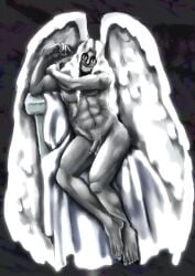 aesthetic angel angel_statue angel_wings gabriel_(mandela_catalogue) mandela_catalogue naked_male nude_male