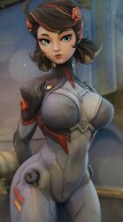 1girls 3d 3d_(artwork) alternate_body_type alternate_breast_size asian asian_female big_breasts black_hair blue_eyes bodysuit breasts clothing curvaceous curvaceous_female curvaceous_figure curves curvy curvy_body curvy_female curvy_figure curvy_hips hands_behind_back hourglass_figure hourglass_figured_female japanese japanese_female light-skinned_female light_skin lipstick marvel marvel_comics marvel_rivals peni_parker peni_parker_(marvel_rivals) red_hair sexy_body sexy_female sexy_pose thick_body thick_hips thick_thighs three-tone_hair tight_clothing wide_hips yellow_hair
