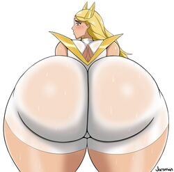 1girls adora armor ass ass_bigger_than_head ass_focus big_ass big_butt blonde_female blonde_hair blue_eyes blush blushing female female_focus female_only huge_ass hyper hyper_ass jarsman_(artist) leotard long_hair looking_back massive_ass pauldrons platinum_blonde_hair presenting presenting_ass presenting_hindquarters she-ra she-ra_and_the_princesses_of_power solo solo_female thick_thighs thighs tiara white_background wide_hips