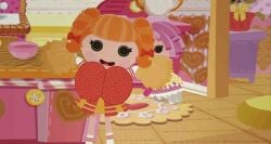 2girls button_eyes character_in_background cheerleader crumbs_sugar_cookie edit huge_breasts lalaloopsy mga_entertainment orange_hair peppy_pom_poms pom_poms ragdoll screenshot_edit