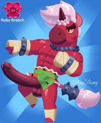 bandages berry_(brawl_stars) brawl_stars furry furry_only horn horse horsecock muscular_male necklace ricostanny scars spiked_bracelet tagme tail