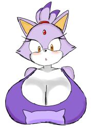 1girls big_breasts blaze_the_cat blush breasts female female_only forehead_jewel furry huge_breasts momiji_(artist) open_mouth purple_tank_top sega solo solo_female sonic_(series) sonic_rush sonic_the_hedgehog_(series) tagme tank_top yellow_eyes