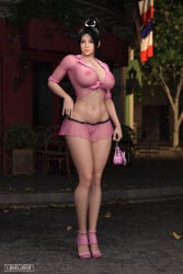 3d areolae ass athletic athletic_female bare_legs bare_midriff big_breasts black_hair blue_eyes breasts bubble_butt busty cleavage fatal_fury female female_focus female_only hourglass_figure large_breasts light-skinned_female light_skin long_hair loveluv69 mai_shiranui navel nipples pink_handbag pink_shirt pink_shoes pink_skirt pinup pinup_pose revealing_clothes see-through see-through_clothing skimpy skimpy_clothes sleeves_rolled_up standing tagme tied_shirt transparent_clothing wide_hips