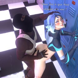 3d 3d_(artwork) 3d_model 3d_render bent_over blacked booty creampie creampied creampied_pussy dark-skinned_male dark_skin darkprimordials epic_games fortnite fortnite:_battle_royale fortnite:_save_the_world hand_on_ass hand_on_head head_tilted_back interracial lightrider_(fortnite) masked_male pale-skinned_female pale_skin release slim_female text white-skinned_female