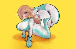 1girls 2d alternate_costume anus_focus big_breasts big_butt blonde_hair blue_eyes butt_focus different_angle earrings female_focus female_only gloves long_hair mario_kart_world motorcycle_suit nintendo princess_rosalina rosalina solo_female spoken_heart super_mario_bros. super_mario_galaxy willart_ntr