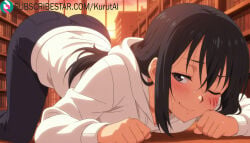 1girls ;) ai_generated artist_name artist_signature black_eyes black_hair blush hi_res high_resolution highres hood hood_down hoodie izawa_shizue kurutai long_hair looking_at_viewer one_eye_closed pants shirt smile solo subscribestar subscribestar_username sweat sweater tensei_shitara_slime_datta_ken uncensored