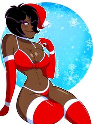 1girls artist_name atomickingboo big_ass big_breasts breasts christmas dark-skinned_female dark_skin female female_focus hips kassandra_(atomickingboo) kassandra_cruz large_breasts original original_character short_hair thick thick_legs thick_thighs voluptuous wide_hips