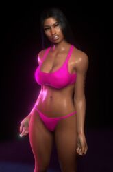 1girls 3d big_breasts black_hair bra breasts celebrity cleavage dark-skinned_female dark_skin female nicki_minaj panties real_person solo tagme_(artist) virt-a-mate